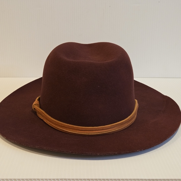Goorin Bros Wide Brim Burgundy Wool Fedora Hat Large Leather Band Classy Classic - Picture 6 of 16